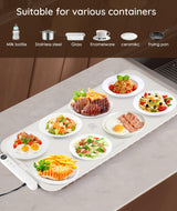Warming Mat for Food Extra Large, MUZAMOX Graphene Warming Plate for Food with Rapid and Even Heating, Dishwasher-Safe Silicone Food Warming Mats for Countertop and Buffets Party - Gray, 36" x 16"