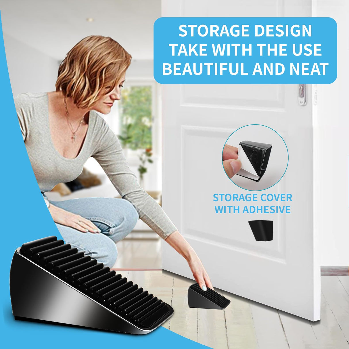 AIMAXINKE 2Pc Strongest Large Door Stop - Heavy Duty Tall Wedge Stoppers for Bottom, up to 2.6In Doorstop, Zinc Alloy and Silicone Made, Suits Any Heavy Door and Smooth Floor