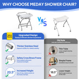 Folding Shower Seat - Stainless Steel Shower Chair for Inside Shower - 420lbs Height Adjustable Foldable Shower Stool - Portable Travel Collapsible Bath Bench for Elderly, Handicap & Disabled (Gray)