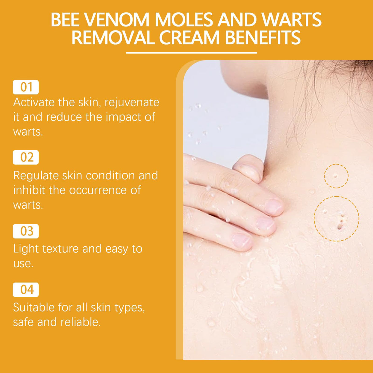 4 Pack Bee Venom Wart and Tag Remover, Bee Venom Mole and Wart Treatment Cream, Tag Recede Bee Venom for Skin