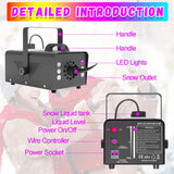 Snow Machine with LED Lights 600w, Remote Control, Perfect for Parties Indoor, Christmas, Wedding, Stage Effect，A-600w