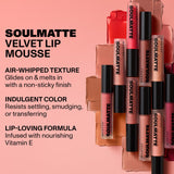 Morphe Soulmatte Velvet Lip Mousse Matte Lipstick - Air-Whipped, Soft Matte Lip Makeup with Vitamin E to Hydrate, Soften and Smooth Lips - Honey (0.128 Oz)