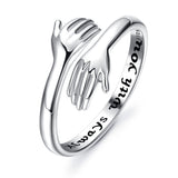 YADOCA 925 Sterling Silver Hug Ring for Women Girls Daughter Granddaughter