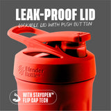 BlenderBottle Strada Shaker Cup Insulated Stainless Steel Water Bottle with Wire Whisk, 24-Ounce, Red