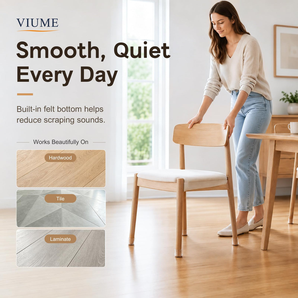 VIUME 32 Pcs Chair Leg Floor Protectors for Hardwood Floors Silicone Covers to Protect Wood Tile Floors Scratches Felt Pads Furniture Leg Caps Reduce Noise (Fit:1.3"-2")
