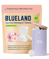 BLUELAND Laundry Detergent Tablets, Starter Set, 60 Count with Tin, Spring Bloom Scent, Plastic-Free Eco-Friendly Pods, Sheets, Liquid Alternative - Natural, Gentle, Non Toxic