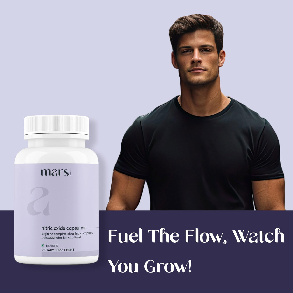 Mars Nitric Oxide Capsules – with L-Arginine, L-Citrulline & Adaptogenic Blend | Supports Energy, Circulation & Muscle Recovery (Pack of 2)