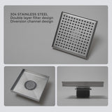 Square Floor Drain - Vancoco Bathroom Floor Drainer Anti-odor Anti-clogging Shower Floor Drain with Removable Straine(150 * 150mm)