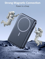 Magnetic Portable Charger, 10000mAh Power Bank, 5 in 1 Portable Charger with Built in Cable, 20W Fast Charging for Magsafe Battery Pack Compatible with iPhone 16/15/14/13 Pro/Pro Max, Samsung Series
