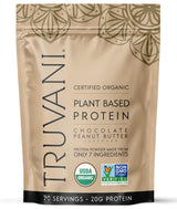 Truvani Vegan Pea Protein Powder | Chocolate Peanut Butter | 20g Organic Plant Based Protein | 20 Servings | Keto | Gluten & Dairy Free | Low Carb | No Added Sugar