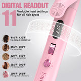 FARERY Long Barrel Curling Iron 1 Inch, Extra Long Curling Iron for Thin Hair, Infused Argan Oil & Keratin, 11 Adjustable Temp, Include Clips & Silicone Pad, Pink