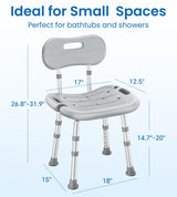HOMLAND Shower Chair for Inside Shower with Removable Back, FSA/HSA Eligible Adjustable Height, Non-Slip Heavy Duty Bath Chair for Bathtub, 350 lbs Shower Seat for Elderly and Disabled, Grey