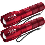 Victoper LED Flashlight 2 Pack Red, Bright Tactical Torch High Lumens 5 Modes, Waterproof Zoomable Flash Light for Outdoor, Birthday Gifts for Men, Dorm Room Hiking Camping Essentials Gear for Guys