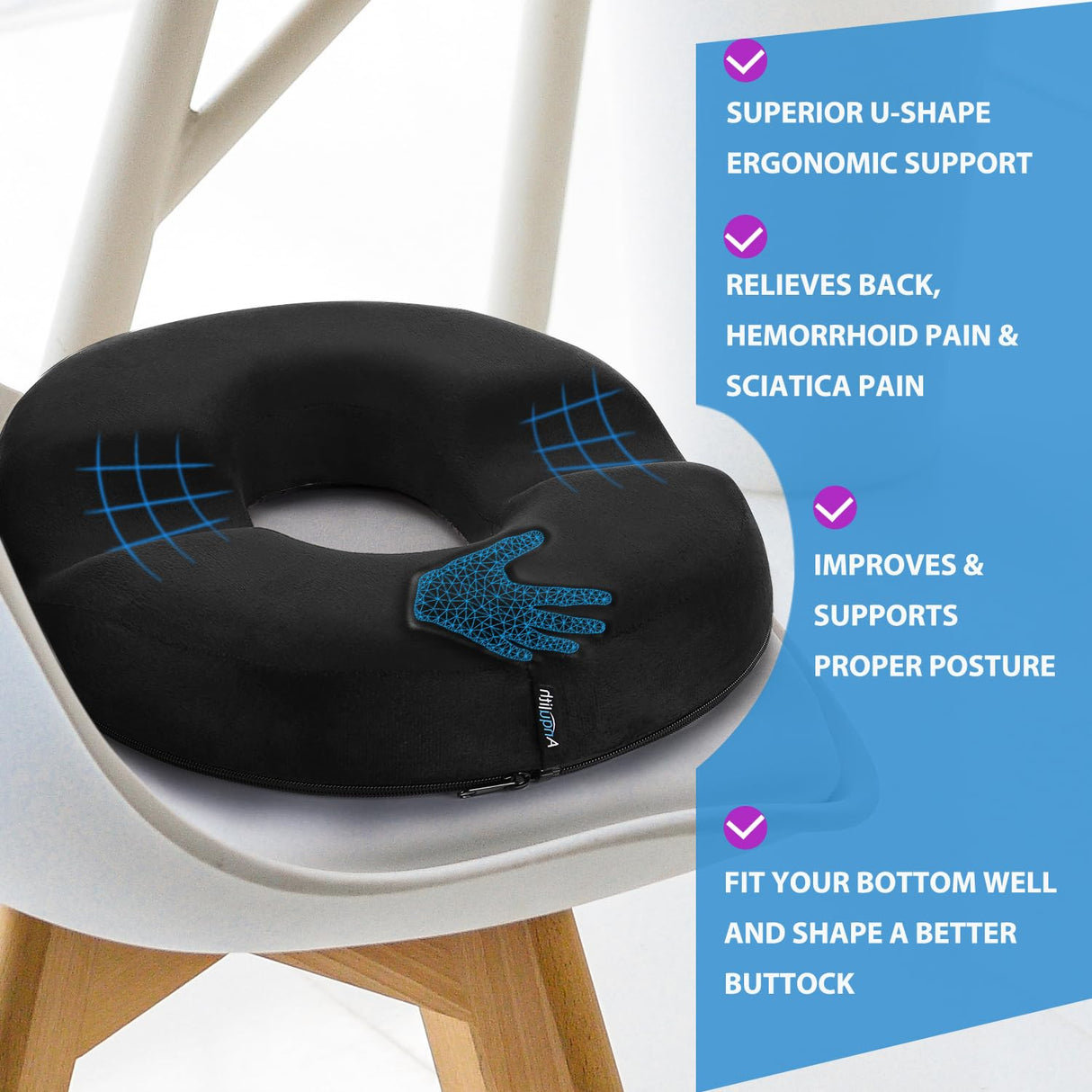 Donut Pillow for Tailbone Pain Relief and Hemorrhoid, Non-Slip Donut Cushion help relieve discomfort from Hemorrhoids, Surgery, and Postpartum , Ideal for Seat Cushions for both Home Office Chairs
