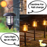Dynaming 6 Pack Solar Flame Torch Lights Outdoor, Halloween Dual Use Flickering Flame Garden Light, Christmas Hanging Lanterns, Auto On/Off & Waterproof Lighting for Lawn Patio Yard Walkway Driveway