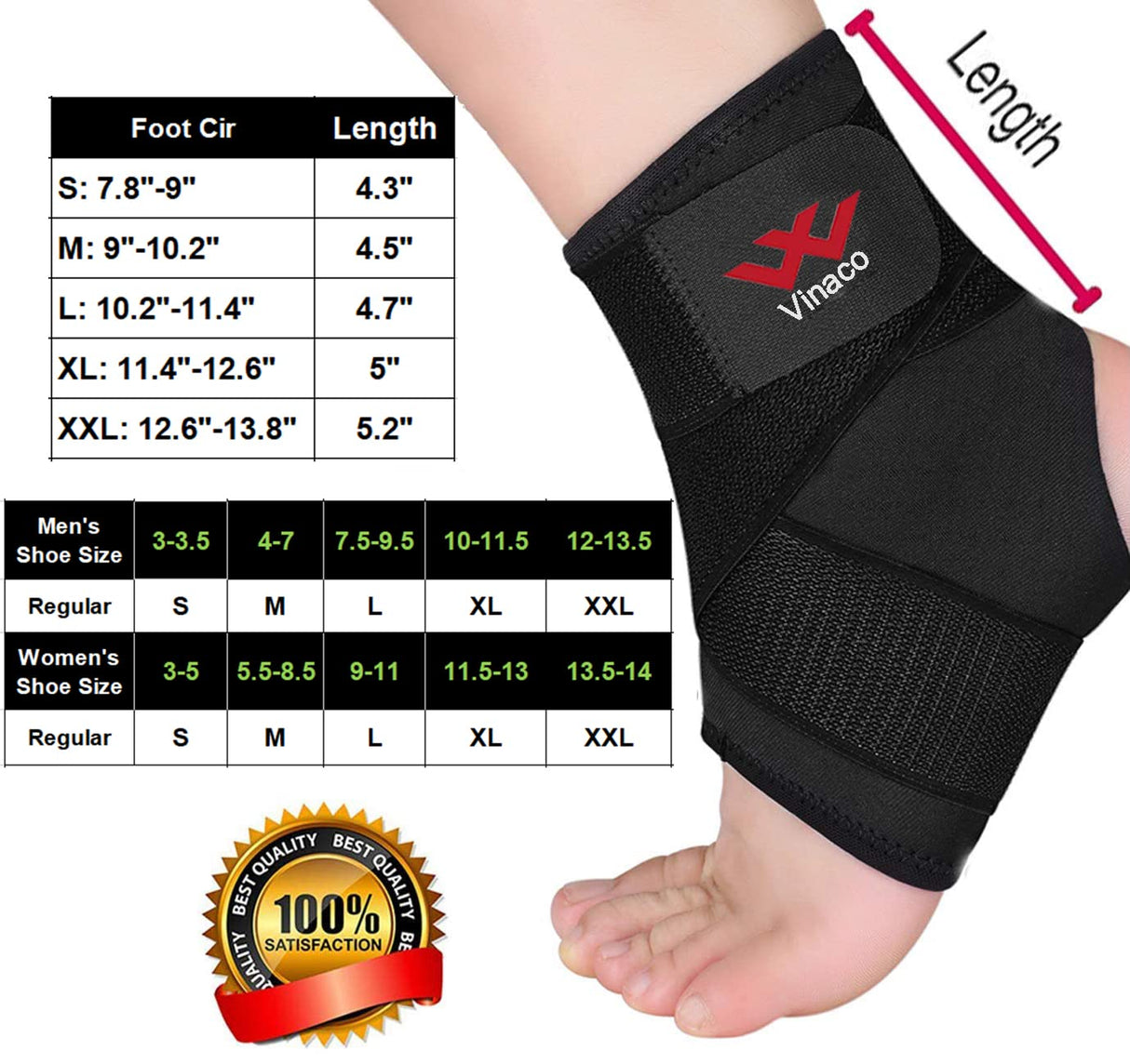Vinaco 2 Pack Breathable & Strong Ankle Brace for Sprained Ankle, Stabilize Ligaments, Prevent Re-Injury for men & women with Adjustable Wrap, ankle support for men
