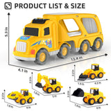 Veslier Construction Truck Toys for Boys Girls Age 1 2 3 4 5 6 Years Old，Carrier Transport Trucks for Kids 1-3 3-5 Year Old，Christmas Birthday Gift Toddler Toys.