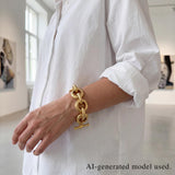 PanLuca 18K Gold Plated Hammered Toggle Bracelet for Women