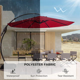 Grand patio Napoli 11 FT Cantilever Offset Umbrella Aluminum Frame with 360° Rotation without Base, Red