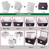 VERONLY Christmas Stemware Storage Cases with Dividers- Holds 24 Wine Glass Storage or Crystal Glassware Containers, China Storage Containers with 2 Handles and Lable Window -Set of 2 Black