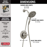 Delta Arvo 14 Series Brushed Nickel Shower Faucet Set with In2ition 2-in-1 Dual Shower Head with HandHeld Spray Combo, Valve Trim Kit, SpotShield Stainless 142840-SP-I (Valve Included)