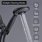 Shower Head with Handheld, Briout 5-Settings Showerhead High Pressure Powerful Water Spray Shower Head with Stainless Steel Hose and Adjustable Mount, Matte Black
