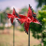 MUMTOP Cardinal Wind Spinner Outdoor, 2 Pack Metal Red Birds Windmill for Yard Art, Garden Decor