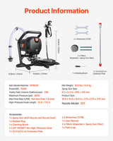 VEVOR 750W Stand Airless Paint Sprayer, 3000PSI High Efficiency Electric Airless Sprayer, Fine and Even Painting Effect, Handheld Paint Sprayers for Home Interior and Exterior Furniture and Fences