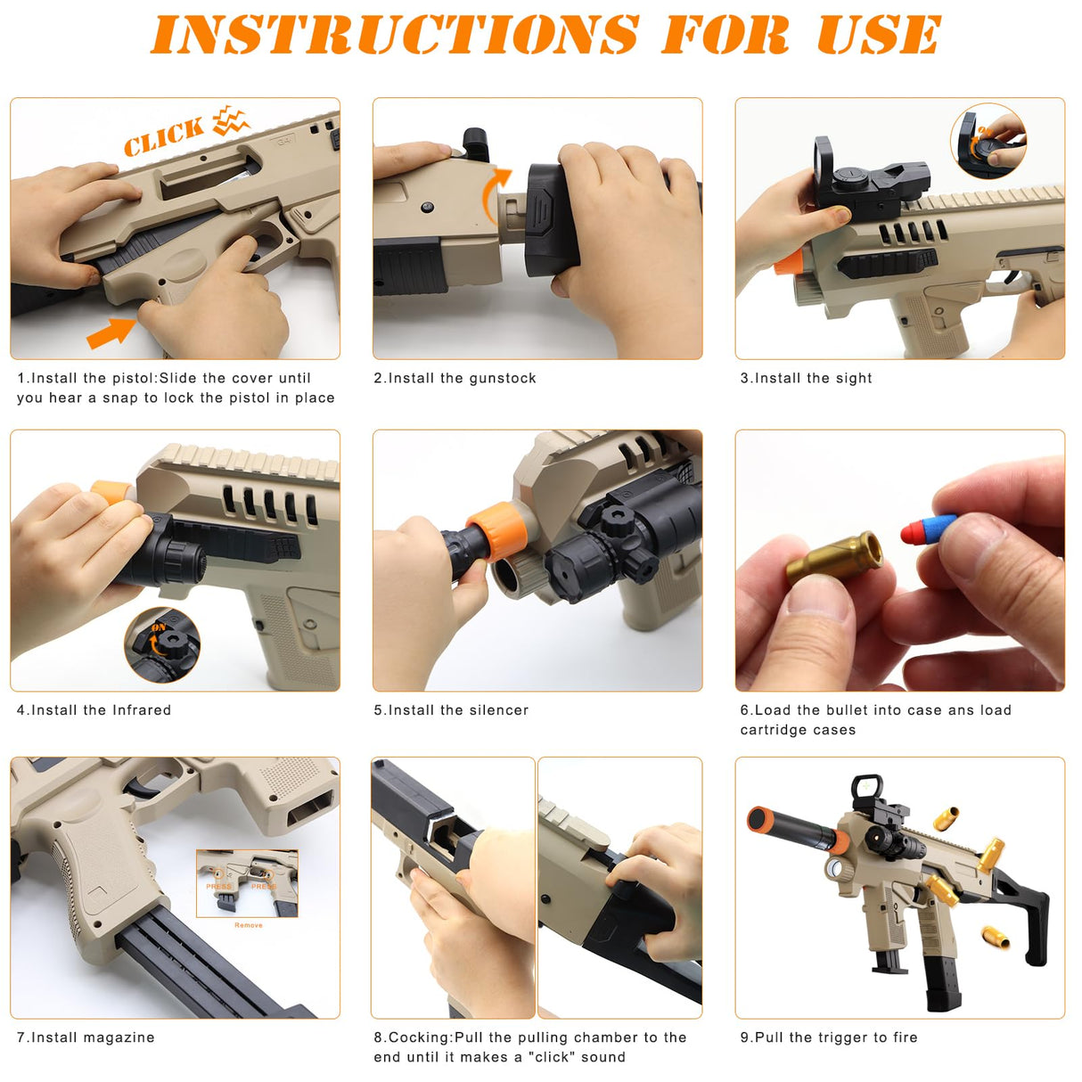 Bugrtey Two Modes Toy Gun Shell Ejecting Rifle with 80 Soft Bullets 40 Shells 2 Clips Soft Bullet Toy Guns Outdoor Shooting Games Christmas Halloween Birthday Gifts