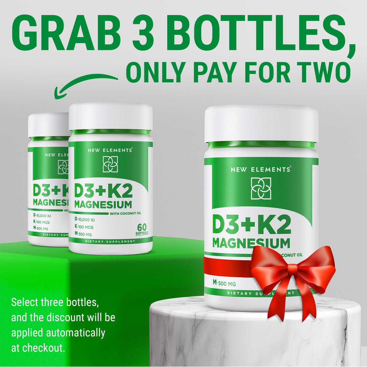 Vitamin D3 K2 10000iu with Magnesium Glycinate 500mg - Bone Health, Immune Support, Energy & Mood - Non-GMO, Gluten-Free, Sugar-Free Softgels for Women & Men