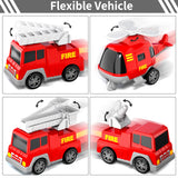 Bennol 5-in-1 Fire Trucks Toy Set for Boys Age 1-3 3-5, Fire Car Truck for Toddlers 1 2 3 4 5 6 Years Old, Christmas Birthday Gift Car Sets with Light Sound