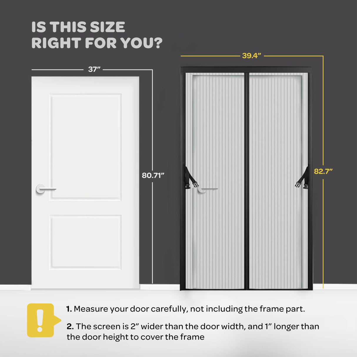 Hands-Free Magnetic Screen Door, Heavy Duty Fiberglass Self Sealing Screen Door Mesh Protector, Pet & Kid-Friendly, Stay-Open Buckle Keeps Bugs Out While Nature in, Fits Door Size (39.4" x 82.7")