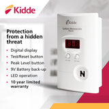 Kidde Carbon Monoxide Detector, Plug In Wall with 9-Volt Battery Backup, Digital LED Display