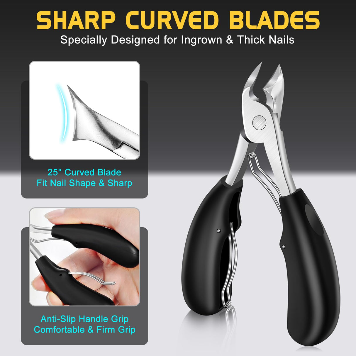 Toenail Clippers for Seniors Thick Toenails with Wide Opening, Large Long Handle Toe Nail Clippers for Men Heavy Duty Sharp Nail Clippers with Catcher, Heavy Duty Nail Cutter Gifts for Men Women
