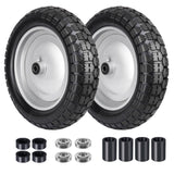 Sutmorly 4.80/4.00-8 Tire, 14.5" Flat Free Wheelbarrow Tire and Wheel, 5/8" 3/4" Bearings Solid Replacement Tires, 3" -7" Centered Hub, Universal Fit 3.50/3.00-8, 4.00-6 Trolley Dolly Go Kar, 2 Pack