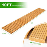 10FT Wooden Garden Pathway, Outdoor Roll Out Wooden Walkway Pathway Pavers