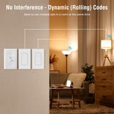 SURAIELEC Wireless Wall Switch Remote Control Outlet, No Wiring, 100ft RF Range, Pre-Programmed, Expandable Wireless Light Switches for Plug in Pendant Light, Lamp (2 Wall Switches and 1 Receiver)