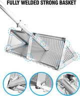 Exact Design Sand Flea Rake,16-Inches Wide Basket, 52” Long Strong Assembly Handle, Sharp Teeth, Curved Handle Design [3 Pieces Assembly Handle Version]