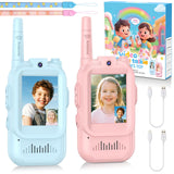Video Walkie Talkie for Kids - 2 Pack Rechargeable Kids Walkie Talkies Long Range Radios, Video Intercom & Voice Effects, Christmas Birthday Gifts, Toys for Age 3-12 Boys Girls, Indoor Outdoor Travel