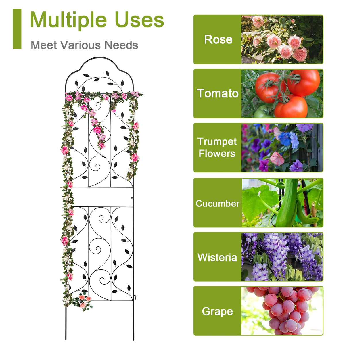 hogardeck Metal 84 * 19 Garden Trellis 2-Packs for Climbing Plants Flowers Vegetables Planting Arched Outdoor Decoration for Courtyards Lawns Gardens