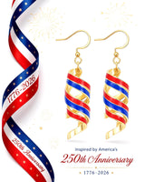 shownee Gold Dangle Patriotic Earrings for Women American Flag Red White Blue Earrings 250th Anniversary USA Merchandise 4th of july Independence Day Gifts