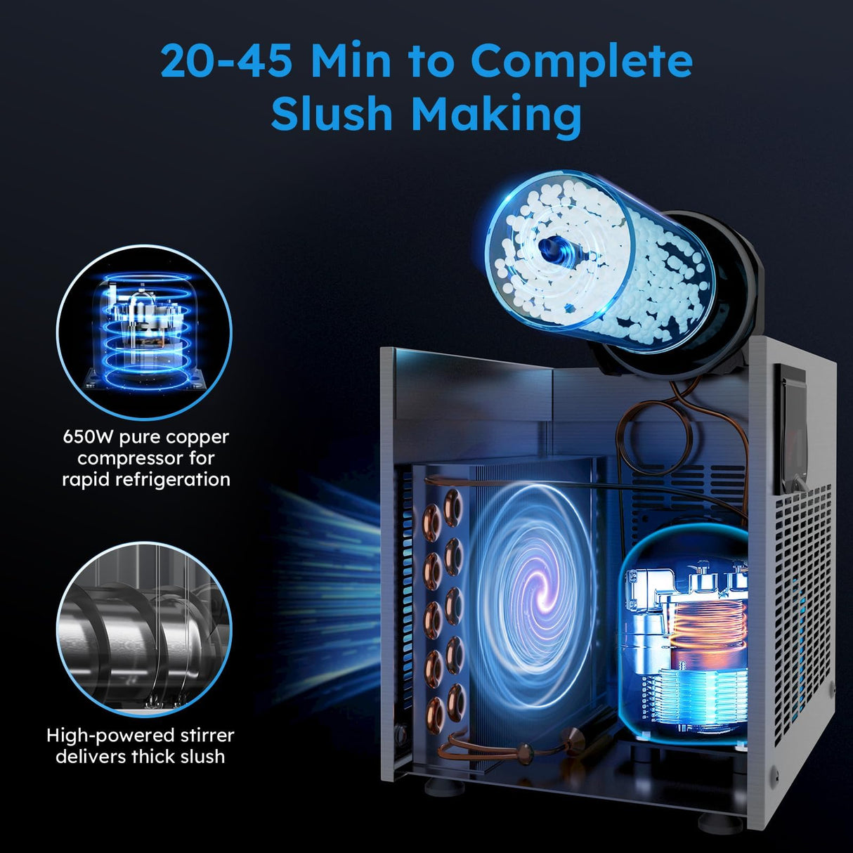 15L 4 Gal Commercial Margarita & Slushy Machine,650W 110V Frozen Drink Maker Smoothie Machine for Bar,Electric Large Slushie Machine with Self-Cleaning Mode,for Alcohol Beverage Cocktail Juice