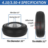 GICOOL 10" Tire and Wheel, 2 Pack, 4.10/3.50-4 Pneumatic Tire, with 2.25" Offset Hub, 5/8" Axle Bore Hole, Sealed Bearings for Hand Truck Trolley Dolly Garden Wagon Wheel Replacement