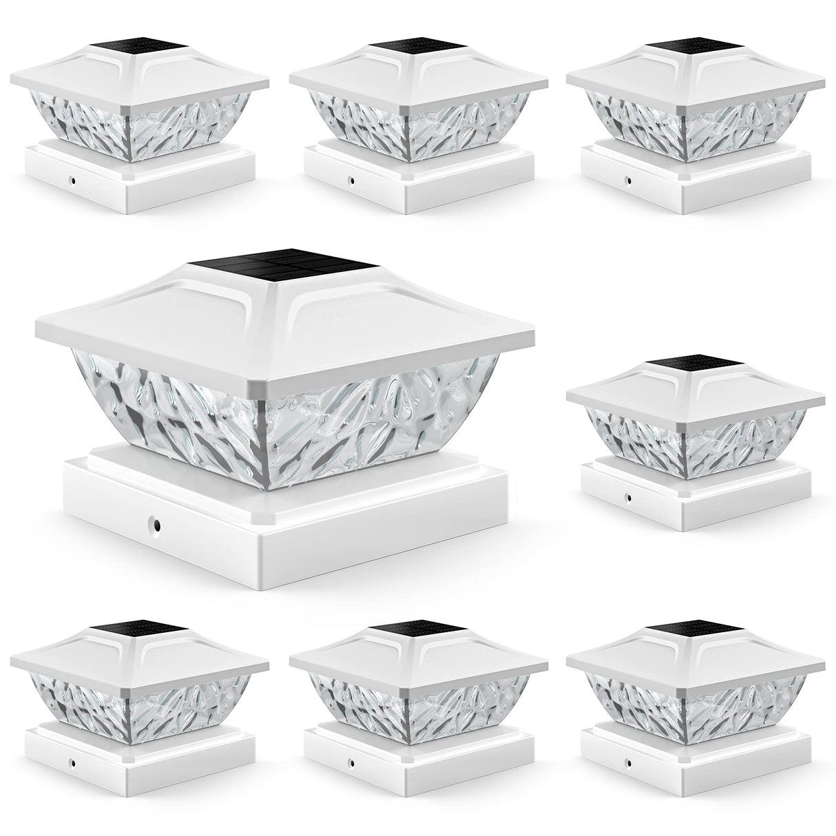 ENSLI 8 Pack Solar Post Cap Lights, 2 Mode Bright Solar Post Lights Outdoor Waterproof Fence Post Cap Lights, Outdoor Post Lights Solar Powered Deck Light for 4x4 4.5x4.5 5x5 Posts in Garden Decor