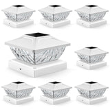 ENSLI 8 Pack Solar Post Cap Lights, 2 Mode Bright Solar Post Lights Outdoor Waterproof Fence Post Cap Lights, Outdoor Post Lights Solar Powered Deck Light for 4x4 4.5x4.5 5x5 Posts in Garden Decor