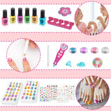 BATTOP Kids Nail Polish Set for Girls, Nail Art Kits with Nail Dryer & Glitter Pen, Quick Dry & Peel Off & Non-Toxic Nail Polish, Christmas Birthday Gifts for Girls Ages 6 7 8 9 10 11 12