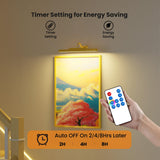 Picture Light 3Pack- 16in Picture Lights for Wall, 5000mAh Wireless Rechargeable Battery Picture Lights, Wall Light, Art Display Light for Gallery Artwork, Paintings, Portraits, Dartboards- Gold
