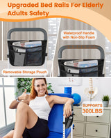 Bed Rails for Elderly Adults Safety - Adjustable Bed Assist Rail for Seniors - Stable Bed Side Rails Handle Support Bar Bed Guard Rails with Storage Bag & Fixing Strap, Fit King Queen Full Twin Bed
