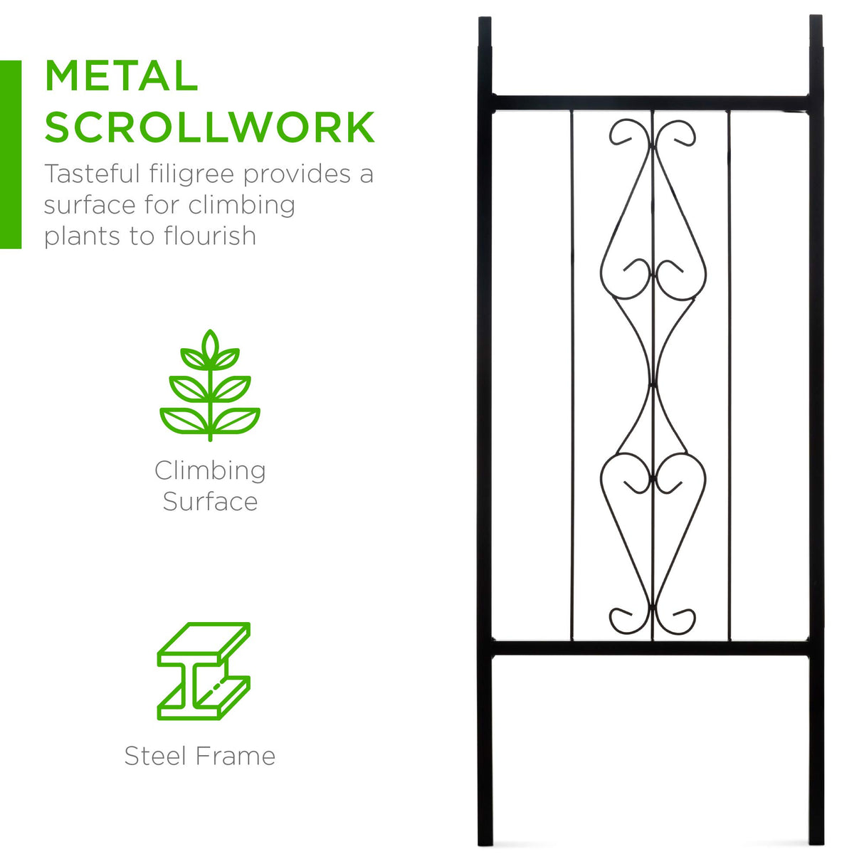 Best Choice Products 92in Steel Garden Arch Arbor Trellis for Outdoor, Yard, Garden, Climbing Plants w/Decorative Wire Lattice - Black