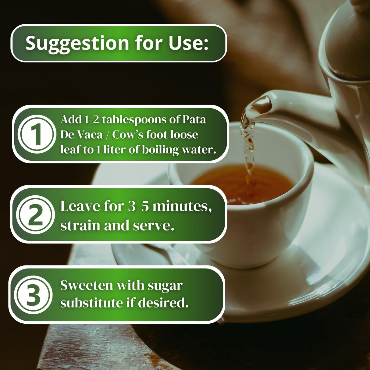 Hanan Pata de Vaca Tea Loose Leaf 40g or 1.4oz Cow’s Foot Leaves Herbal Tea from Peru Natural Plant Based Supplement